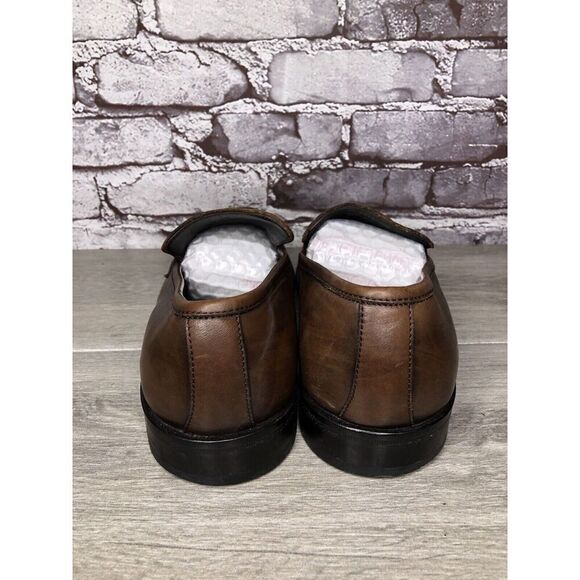 Boss Hugo Boss Brown Leather Square Toe Dress Loafers Shoes Men’s Sz 11M US/44EU - Picture 4 of 16